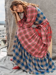 Boden Red Alba Check Maxi Dress - Image 1 of 7