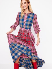 Boden Red Alba Check Maxi Dress - Image 2 of 7