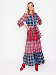 Boden Red Alba Check Maxi Dress - Image 3 of 7
