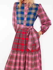 Boden Red Alba Check Maxi Dress - Image 4 of 7
