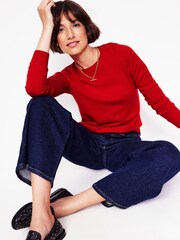 Boden Red Eva Cashmere Crew Neck Jumper - Image 1 of 6