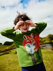 Boden Green 100% Cotton Fox Superstitch T-Shirt - Image 1 of 4