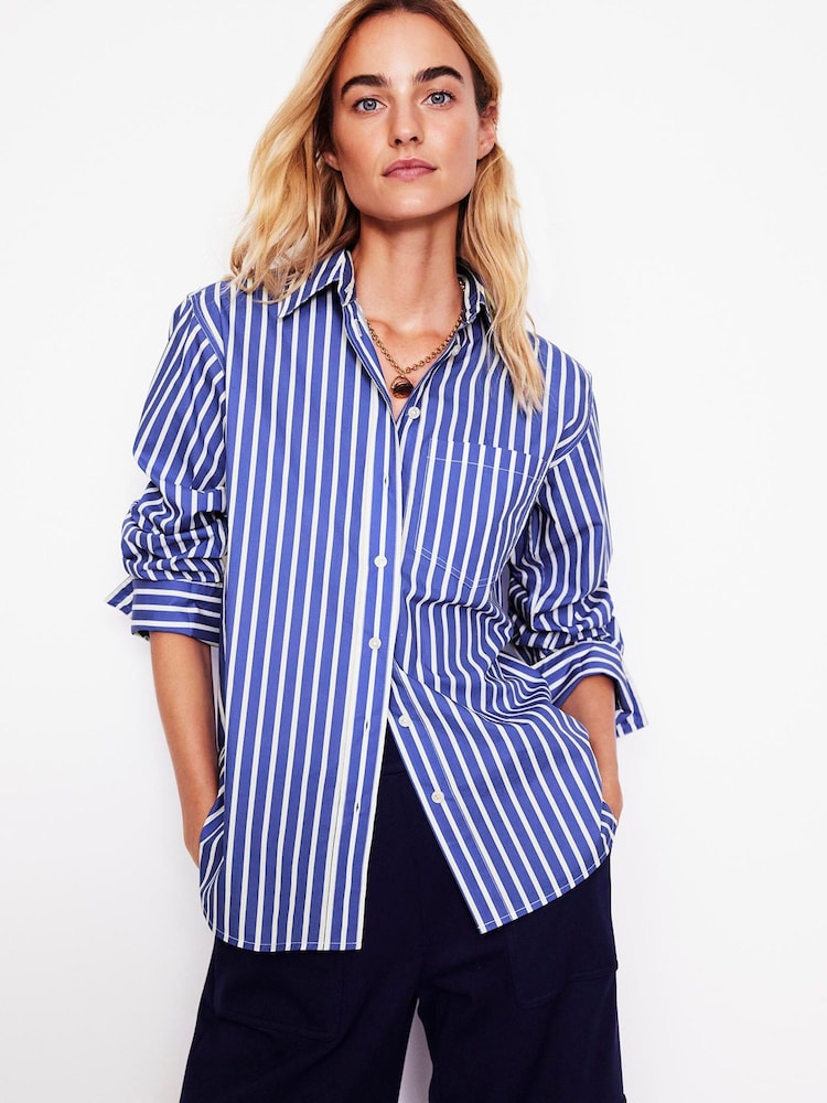 Boden Blue Connie Relaxed Cotton 100% Cotton Shirt - Image 1 of 5 Boden Blue Connie Relaxed Cotton 100% Cotton Shirt - Image 1 of 5