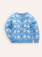 Boden Blue Edie Bunny Fairisle Pattern Cardigan - Image 1 of 3