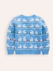 Boden Blue Edie Bunny Fairisle Pattern Cardigan - Image 2 of 3
