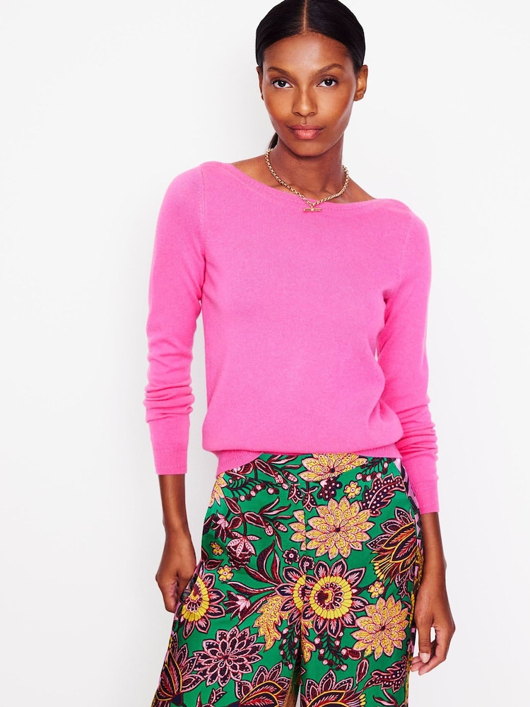 Boden Pink Eva Cashmere Boat Neck Jumper - Image 1 of 6