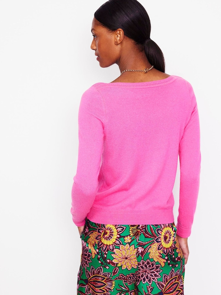 Boden Pink Eva Cashmere Boat Neck Jumper - Image 2 of 6 Boden Pink Eva Cashmere Boat Neck Jumper - Image 2 of 6
