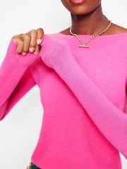Boden Pink Eva Cashmere Boat Neck Jumper - Image 4 of 6
