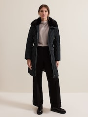 Phase Eight Black Petite Hollie Midi Puffer Coat - Image 2 of 7