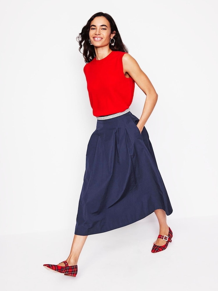 Boden Blue Isabella Taffeta Midi Skirt - Image 1 of 5