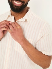 FatFace Orange Short Sleeve Fine Stripe Shirt - Image 4 of 6