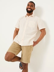 FatFace Orange Short Sleeve Fine Stripe Shirt - Image 5 of 6