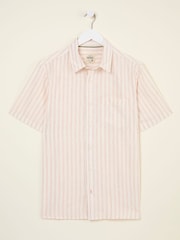 FatFace Orange Short Sleeve Fine Stripe Shirt - Image 6 of 6