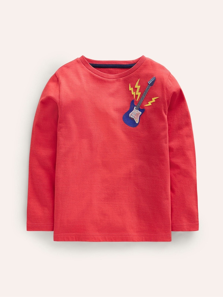 Boden Red 100% Cotton Guitar Superstitch Logo T-Shirt - Image 1 of 3 Boden Red 100% Cotton Guitar Superstitch Logo T-Shirt - Image 1 of 3