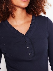 Boden Blue Henley 100% Cotton Pyjama Top - Image 2 of 5