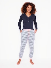 Boden Blue Henley 100% Cotton Pyjama Top - Image 4 of 5