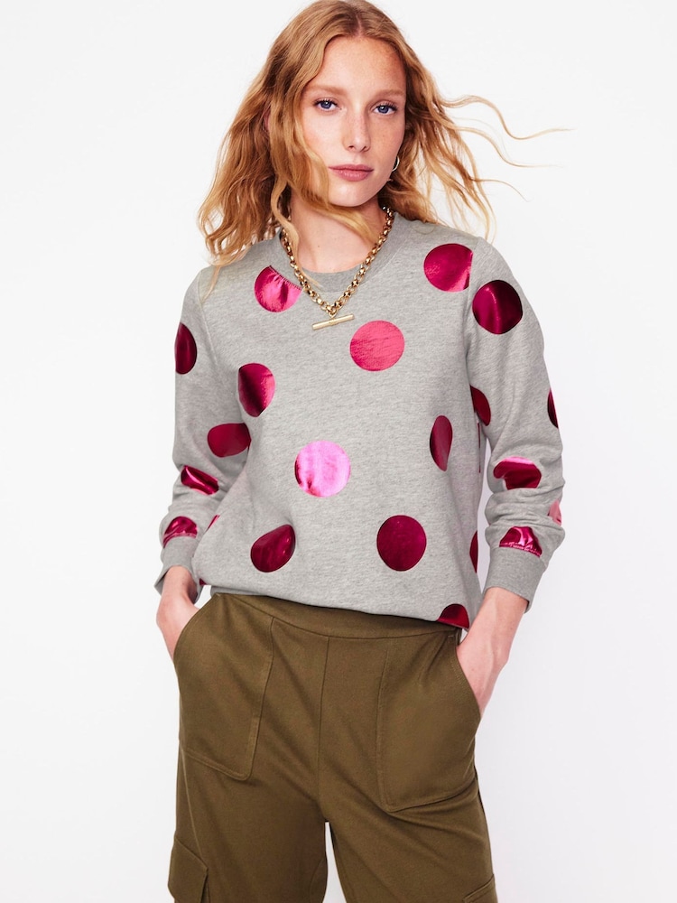 Boden Grey 100% Cotton Hannah Printed Sweatshirt - Image 1 of 6