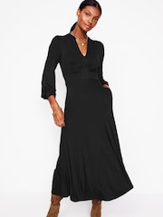 Boden Black Ivy Smocked Midi Dress - Image 1 of 5