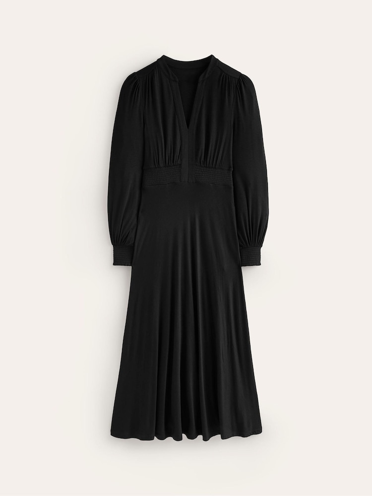 Boden Black Ivy Smocked Midi Dress - Image 5 of 5
