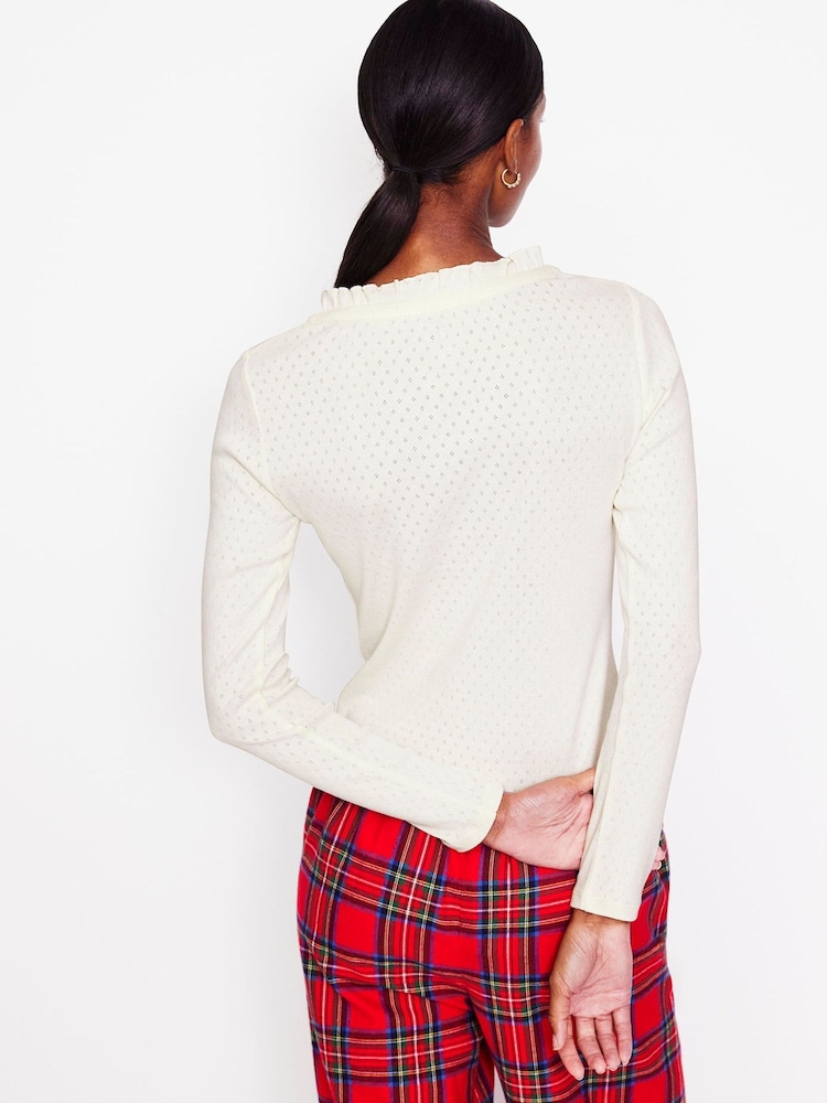 Boden Cream Henley 100% Cotton Pyjama Top - Image 2 of 5