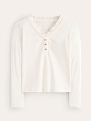 Boden Cream Henley 100% Cotton Pyjama Top - Image 5 of 5
