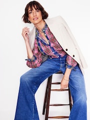 Boden Pink Isla Frill Detail 100% Cotton Blouse - Image 1 of 5