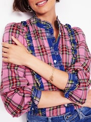 Boden Pink Isla Frill Detail 100% Cotton Blouse - Image 2 of 5