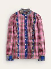Boden Pink Isla Frill Detail 100% Cotton Blouse - Image 5 of 5