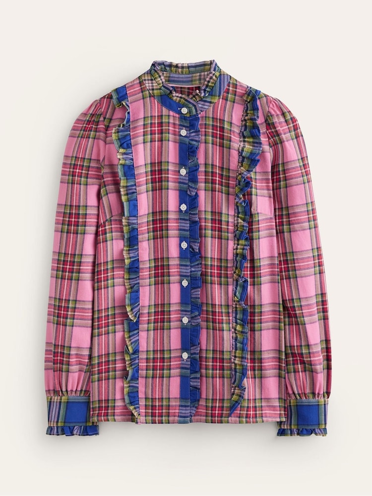 Boden Pink Isla Frill Detail 100% Cotton Blouse - Image 5 of 5
