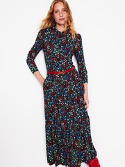 Boden Blue High Neck Tiered Jersey Dress - Image 1 of 5