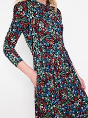 Boden Blue High Neck Tiered Jersey Dress - Image 3 of 5