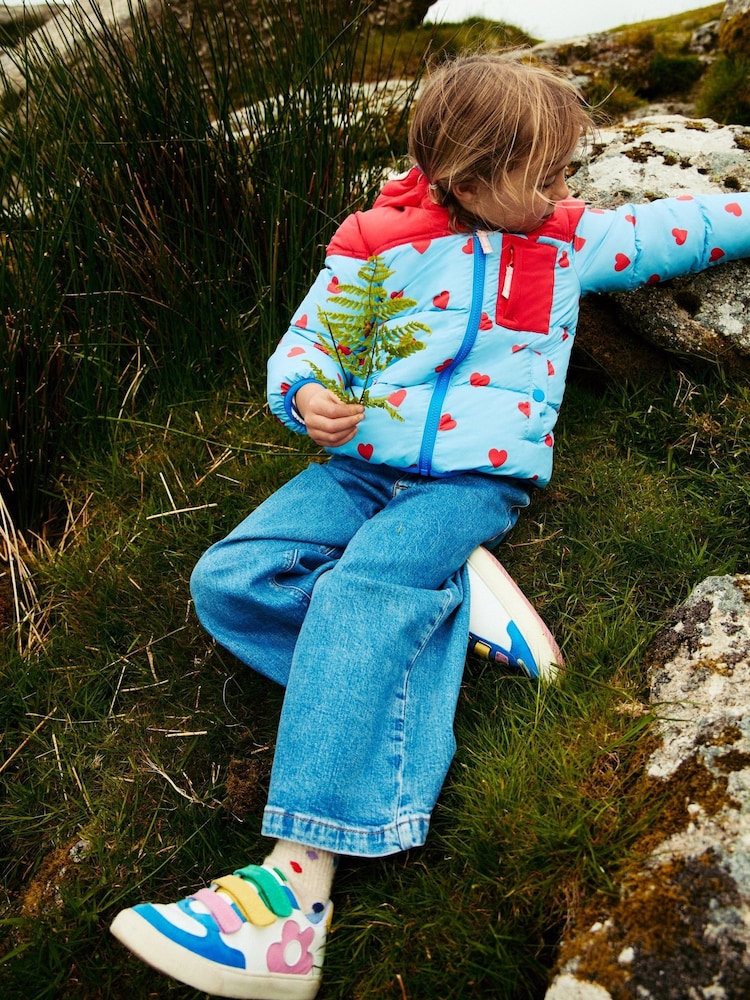 Boden Blue Heart Reversible Padded Borg Coat - Image 1 of 4 Boden Blue Heart Reversible Padded Borg Coat - Image 1 of 4