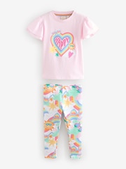 Little Bird by Jools Oliver Pink Rainbow T-shirt and Leggings Set - Image 10 of 15