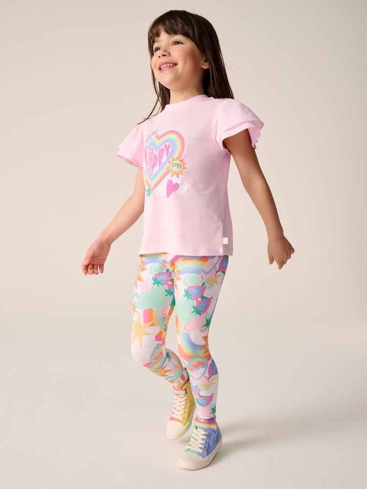 Little Bird by Jools Oliver Pink Rainbow T-shirt and Leggings Set - Image 2 of 15