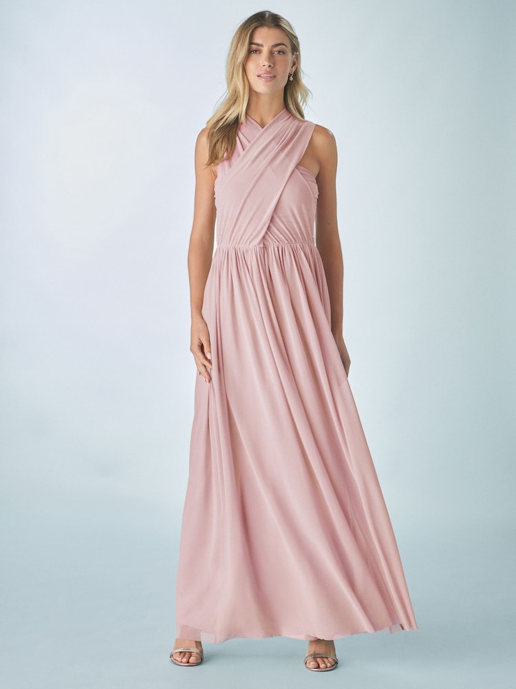 Altrosa - Bridesmaid Multifunktions-Maxikleid aus Netzstoff - Bild 2 von 9