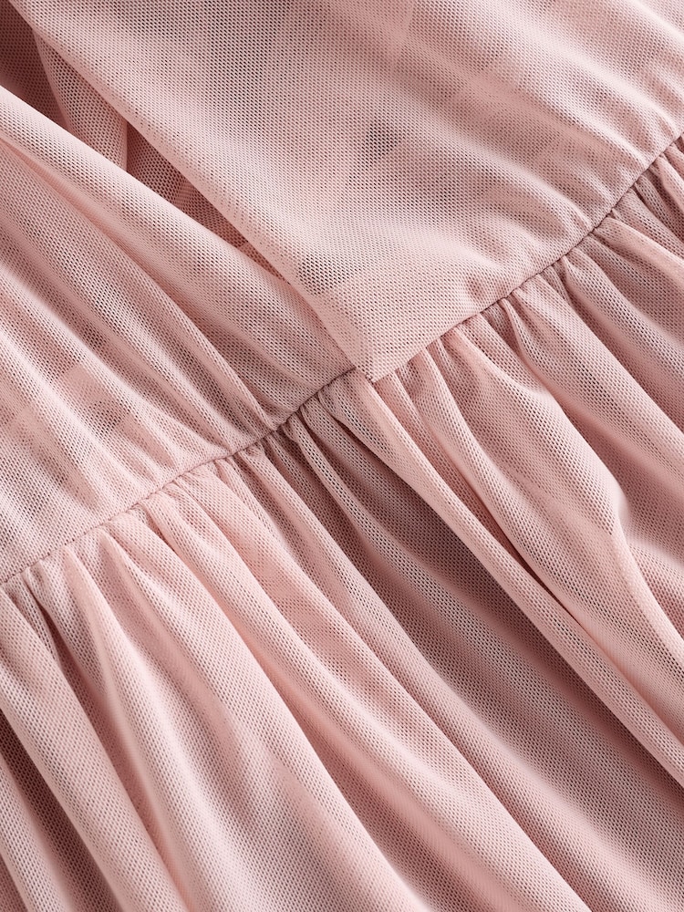 Dusky Pink Mesh Multiway Bridesmaid Wedding Maxi Dress - Image 8 of 9