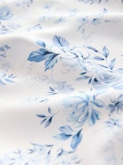 White/Blue Floral Bridesmaid Satin Cowl Neck V-Back Maxi Dress - Image 7 of 7