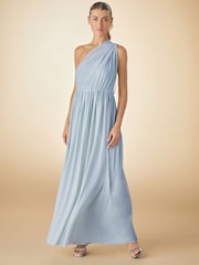 Dusky Blue Mesh Multiway Bridesmaid Wedding Maxi Dress - Image 2 of 6