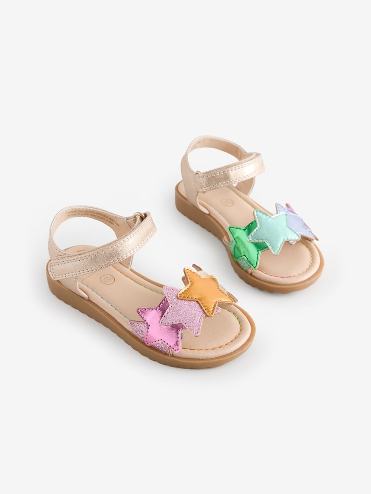 Little Bird by Jools Oliver Multi Metallic Rainbow Star Sandals - Image 1 of 5