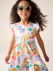 Little Bird by Jools Oliver Multi Rainbow Frilled Sleeve Tiered Dress - Image 1 of 1