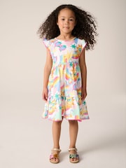Little Bird by Jools Oliver Multi Rainbow Frilled Sleeve Tiered Dress - Image 2 of 7