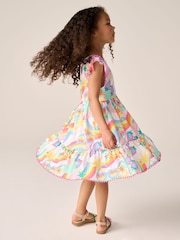 Little Bird by Jools Oliver Multi Rainbow Frilled Sleeve Tiered Dress - Image 3 of 7