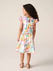 Little Bird by Jools Oliver Multi Rainbow Frilled Sleeve Tiered Dress - Image 4 of 7
