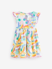 Little Bird by Jools Oliver Multi Rainbow Frilled Sleeve Tiered Dress - Image 6 of 7