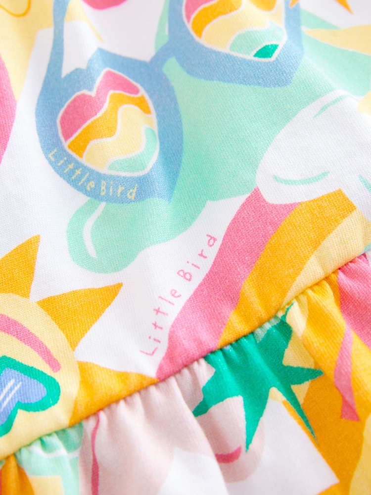 Little Bird by Jools Oliver Multi Rainbow Frilled Sleeve Tiered Dress - Image 7 of 7