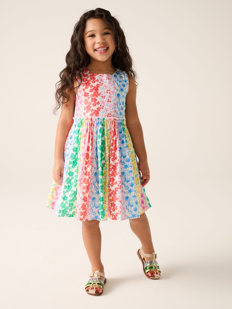 Little Bird by Jools Oliver Multi Rainbow Floral Colourful Rainbow Woven Dress - Image 1 of 4