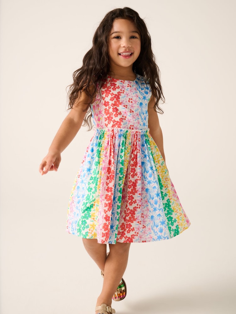 Little Bird by Jools Oliver Multi Rainbow Floral Colourful Rainbow Woven Dress - Image 1 of 8 Little Bird by Jools Oliver Multi Rainbow Floral Colourful Rainbow Woven Dress - Image 1 of 8