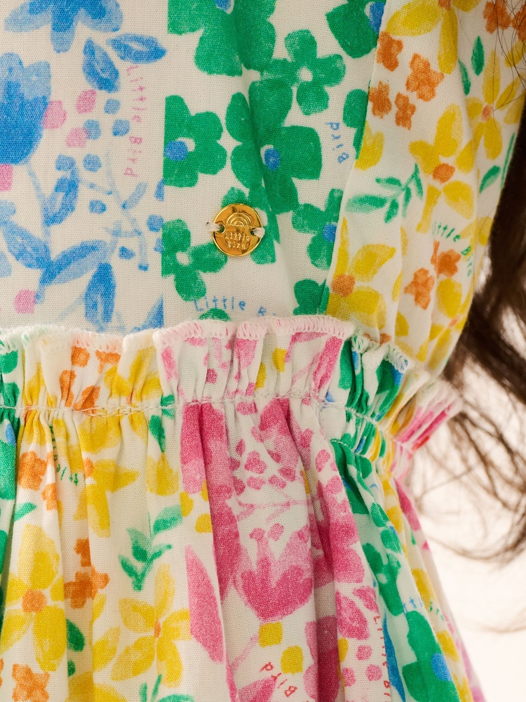 Little Bird by Jools Oliver Multi Rainbow Floral Colourful Rainbow Woven Dress - Image 4 of 4