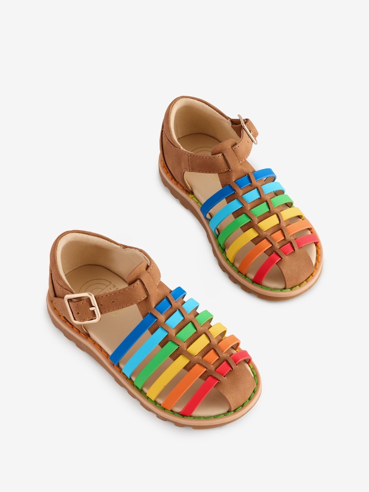 Little Bird by Jools Oliver Brown Younger Rainbow Fisherman Sandals - Image 1 of 6