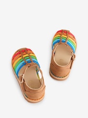 Little Bird by Jools Oliver Brown Younger Rainbow Fisherman Sandals - Image 3 of 6
